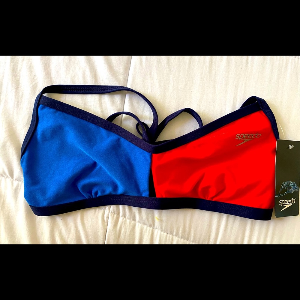 Speedo Women's Color Blocked Keyhole Tie Back Bikini Top. Sz. M